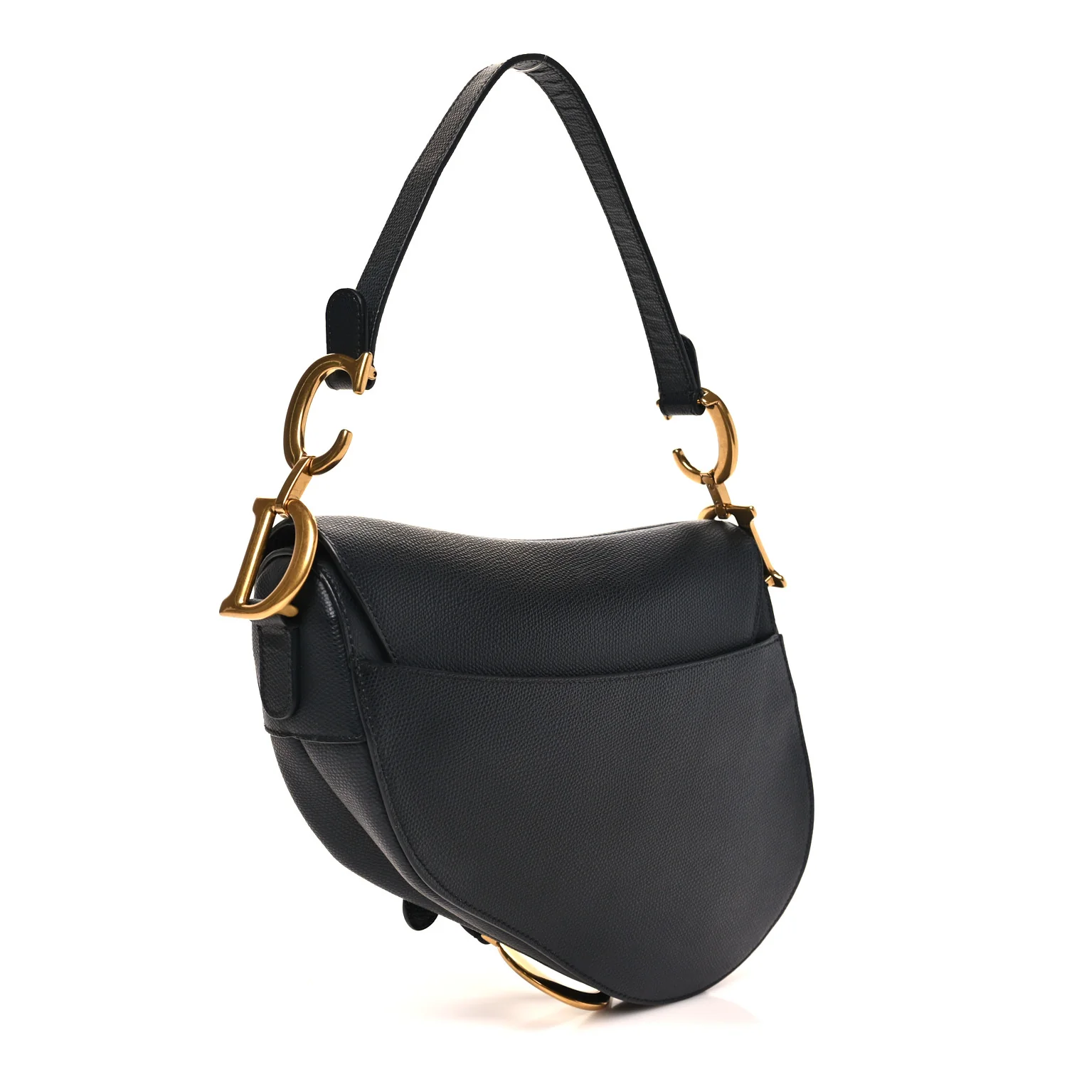 Grained Calfskin Saddle Bag Black