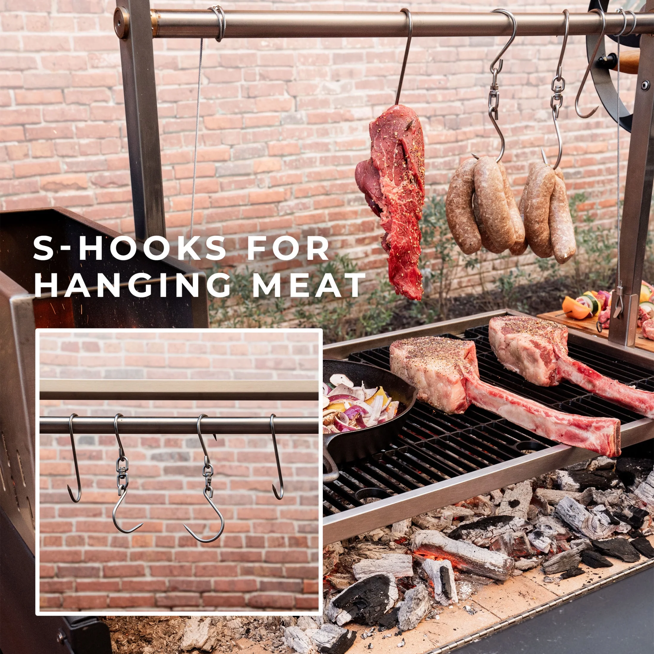 Argentine Santa Maria XL Wood Fire Charcoal Steel Grill, Asado Clamp Image 9