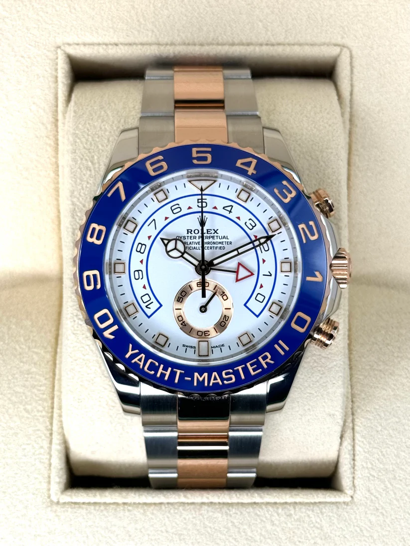 [Super Clone]Rolex Yacht-Master II Two Tone Steel Rose Gold White Dial Watch 116681