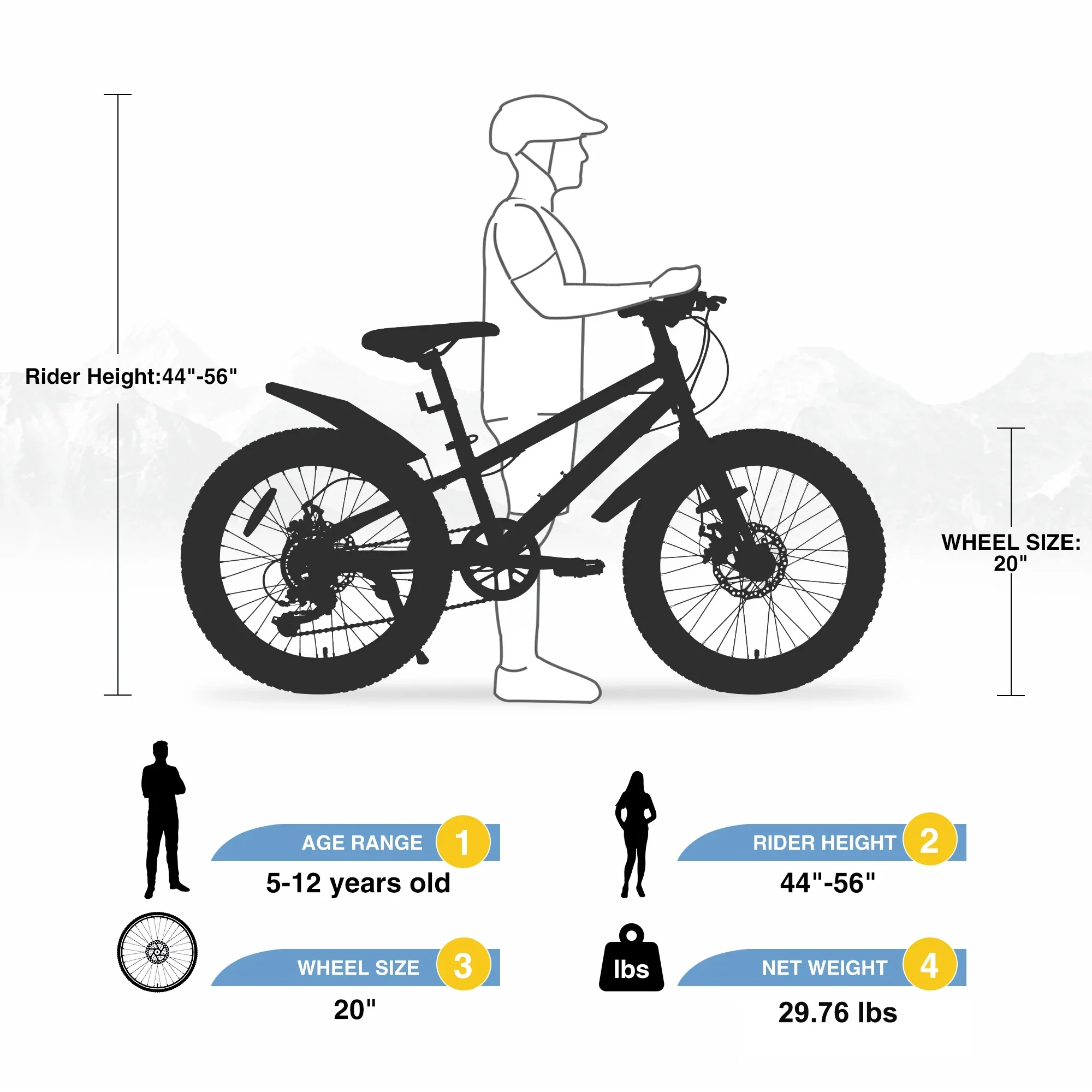 Ambifirner Newest Bike Fat Tire Mountain Bike with 20 Inch Wheels, 21 Speed with High Carbon Steel