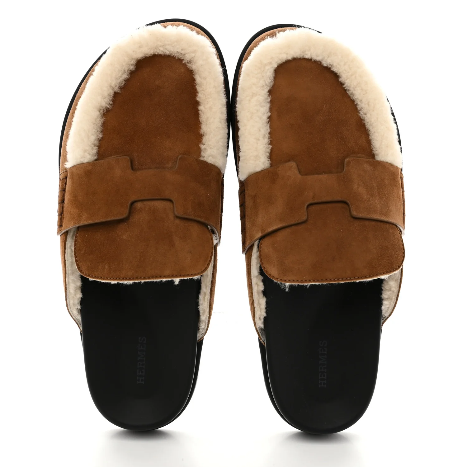 Suede Goatskin Shearling Mens Go Mules 43 Beige Kraft Ecru