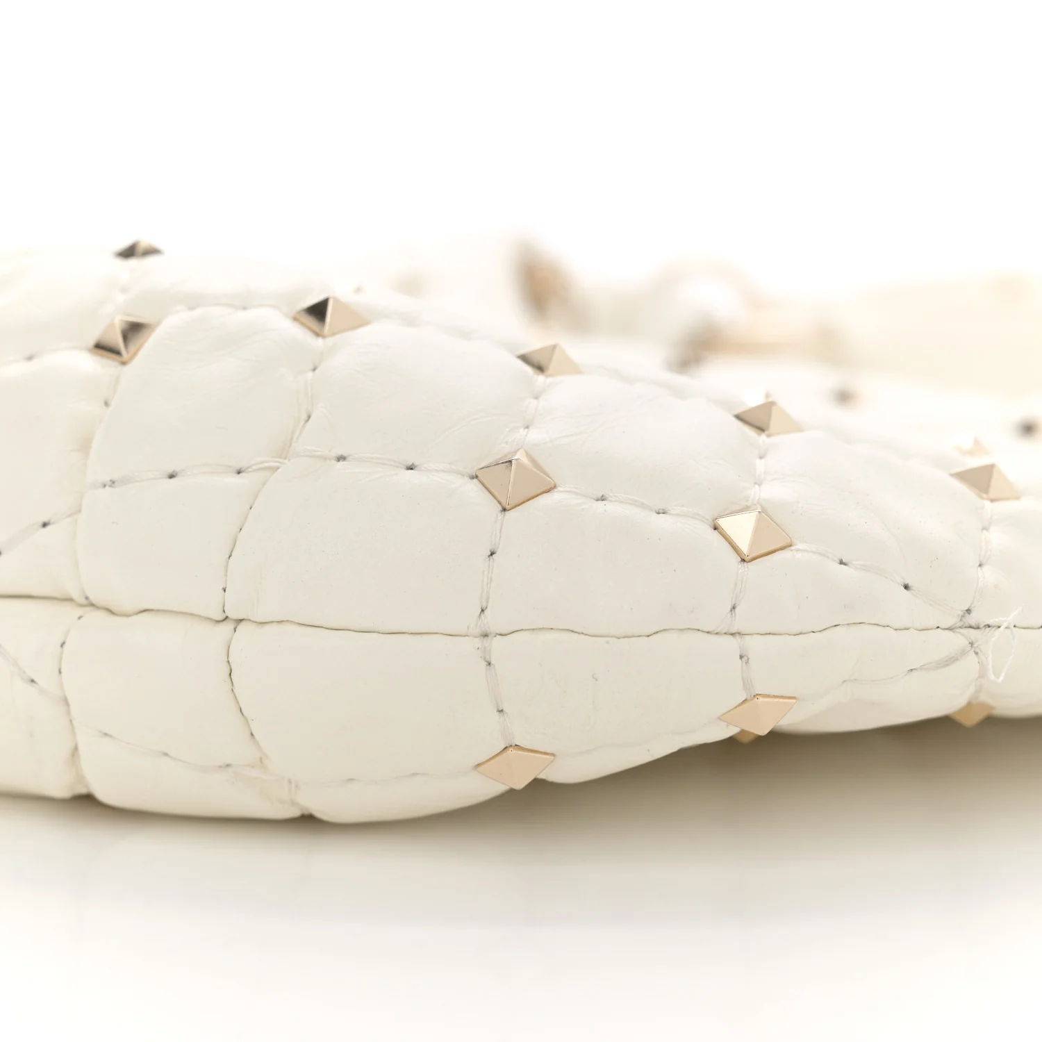 Nappa Small Rockstud Spike Hobo Ivory
