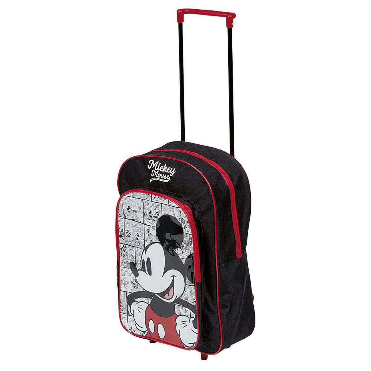 Sac à roulettes enfant Mickey Mouse rouge et noir H41cm