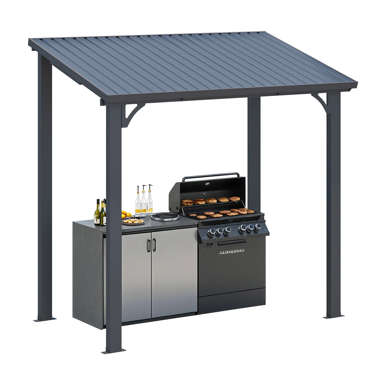 AECOJOY 8' x 5' Hardtop Gazebo Outdoor Pergola Lean to Metal Pergolas