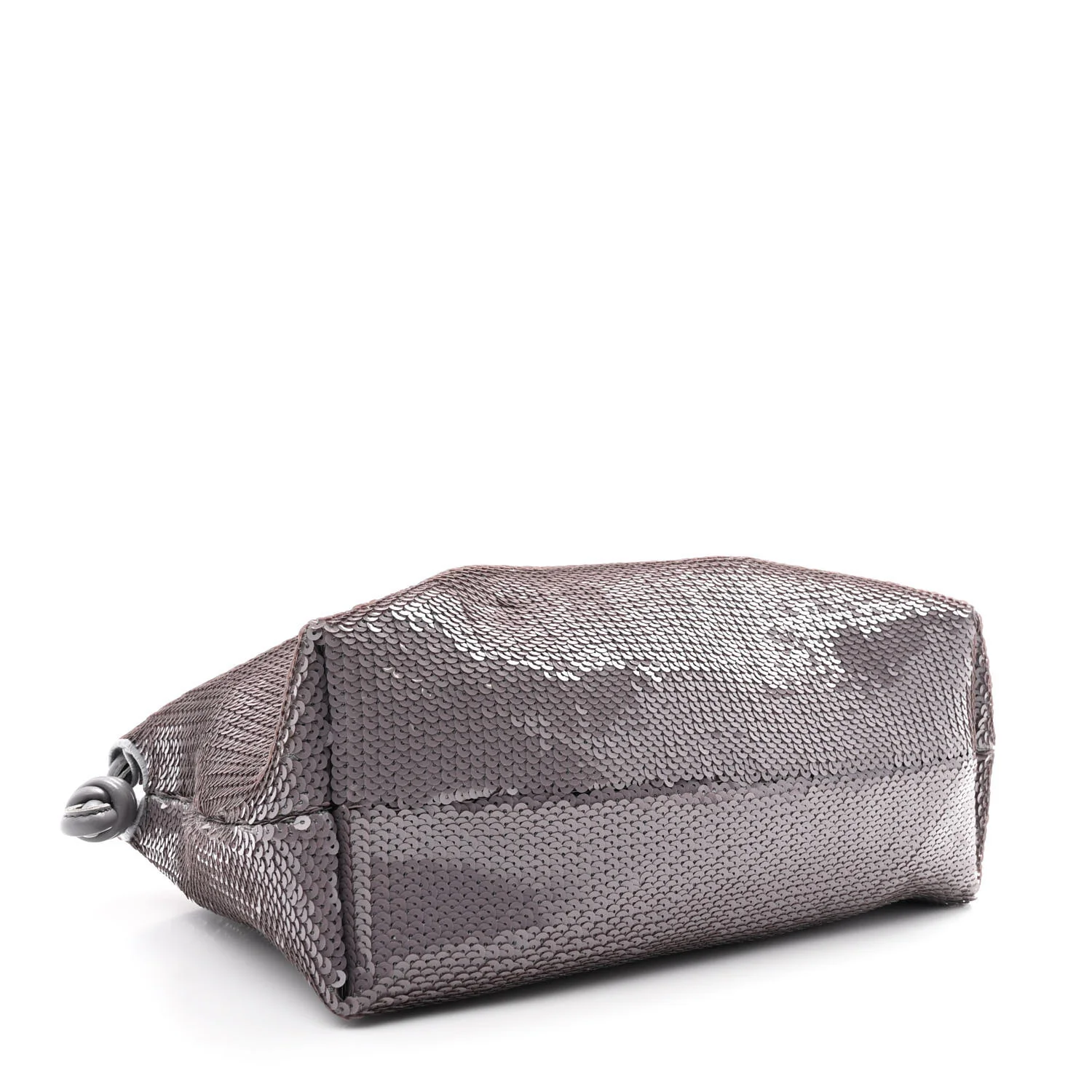 Sequin Medium Donut Chain Flamenco Knot Clutch Grey