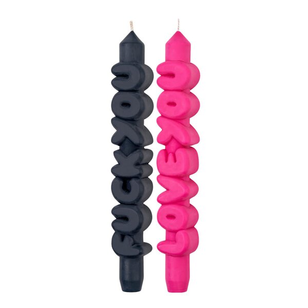 3D kronelys 23 cm 2 stk CONFROTATIONAL svart/rosa