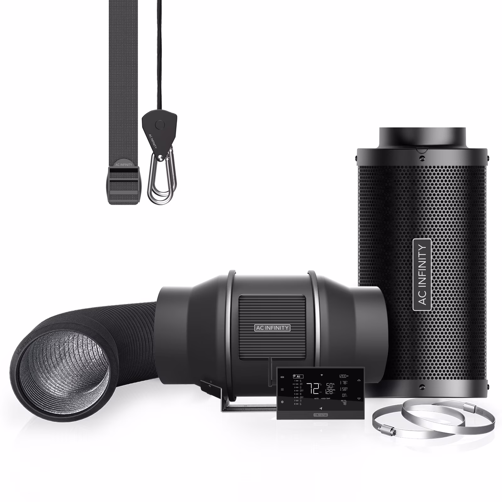 Air Filtration PRO Kit 6��, CLOUDLINE Inline Fan with Controller 69, Carbon Filter Ducting Combo, Cooling and Ventilation System for Grow Tents, Hydroponics, Indoor Gardening