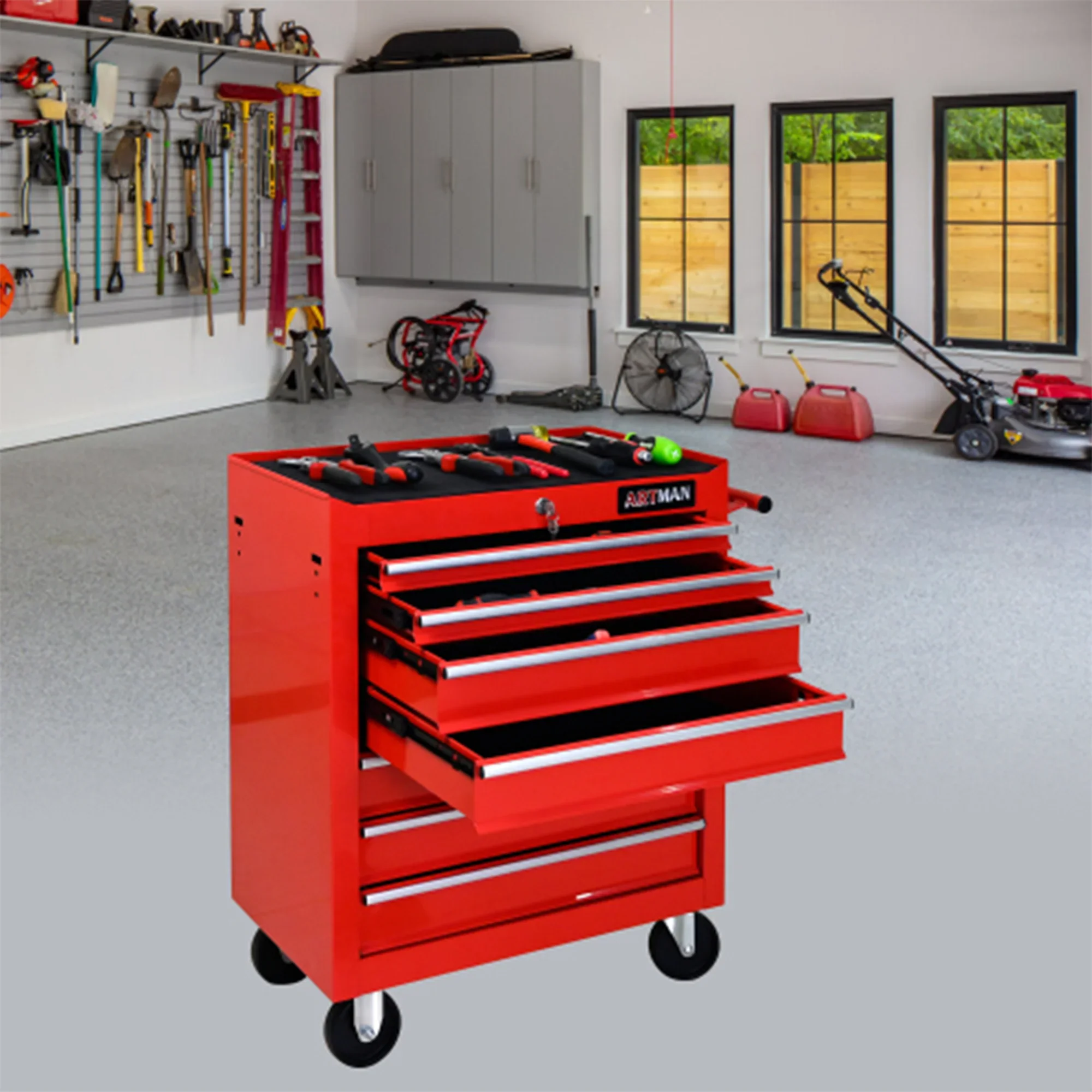 ARTMAN 7 Drawer Tool Rolling Storage Cart ,Tool Boxes Tool Chest with Wheels and Drawers for Garage Workshop Warehouse