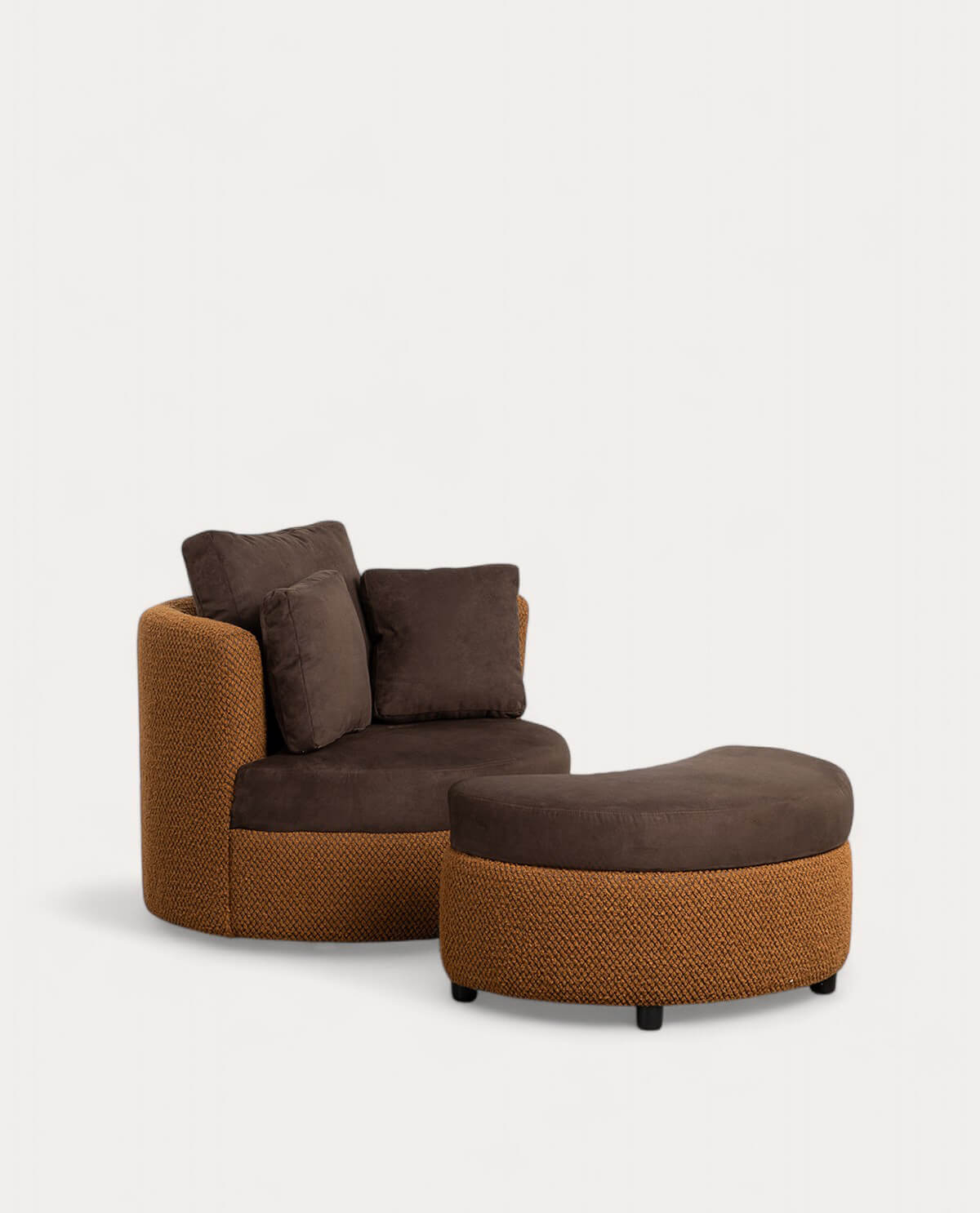 Jace - Sillón de Tela con 3 Cojines y Reposapiés Jace