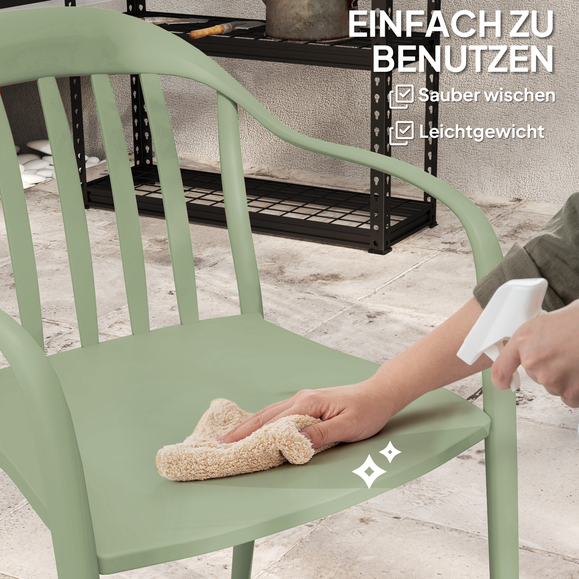 Outsunny 4-delige Set Tuinstoelen Weerbestendig met Armleuning en Rugleuning tot 120 kg Belastbaar