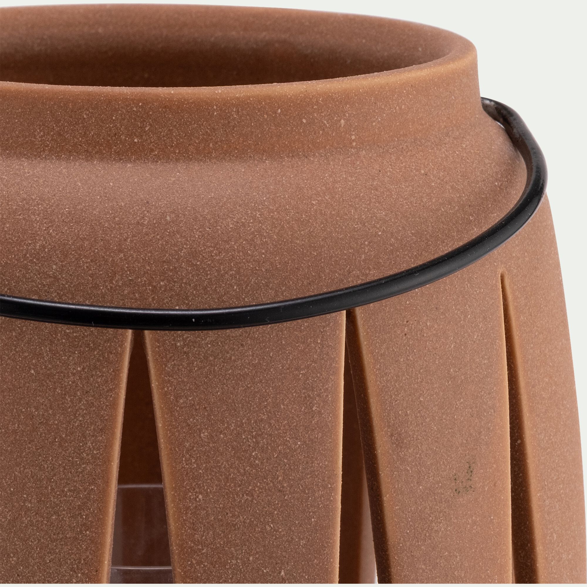 MARCO - Lanterne en grès D12,2cm - marron terracotta