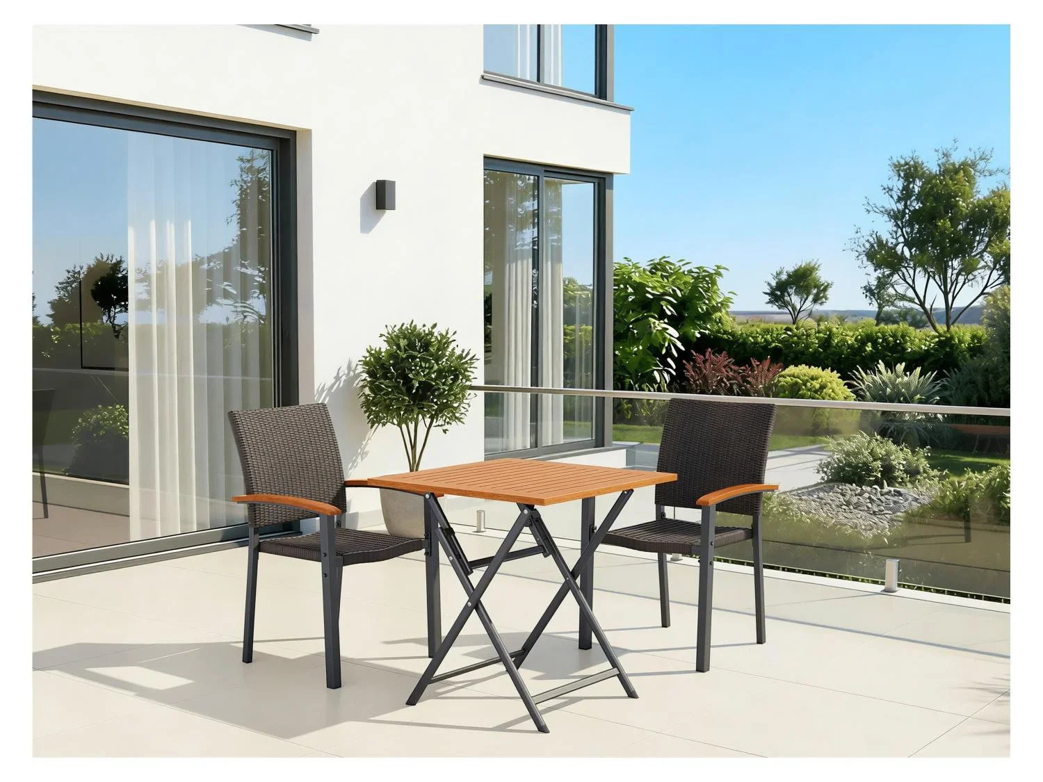 LIVARNO Table de jardin + Lot de 2 fauteuils en rsine tresse Valencia