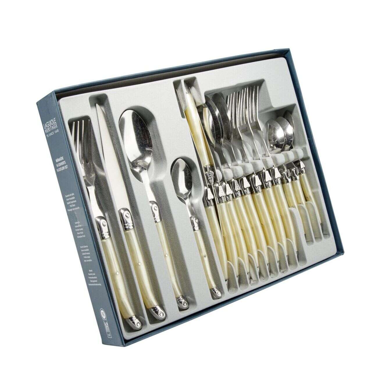 Ménagère Laguiole inox couleur ivoire 26x31cm