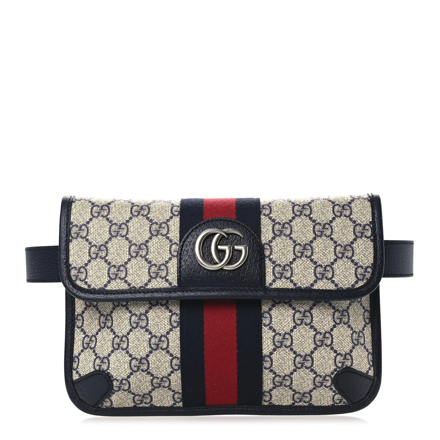 GG Supreme Monogram Web Small Ophidia Belt Bag 80 32 Beige Navy
