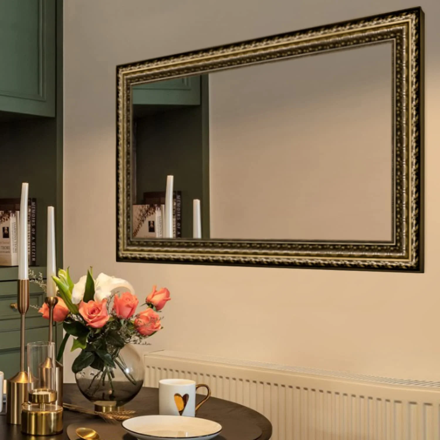Framed Rectangle Bathroom Mirrors for Wall,Wall Mounted Vintage Mirror Vertical or Horizontal Hanging for Living Room,Bedroom (40''x24''Vintage)(24"L x 40"W/40''x24''vintage) Image 9
