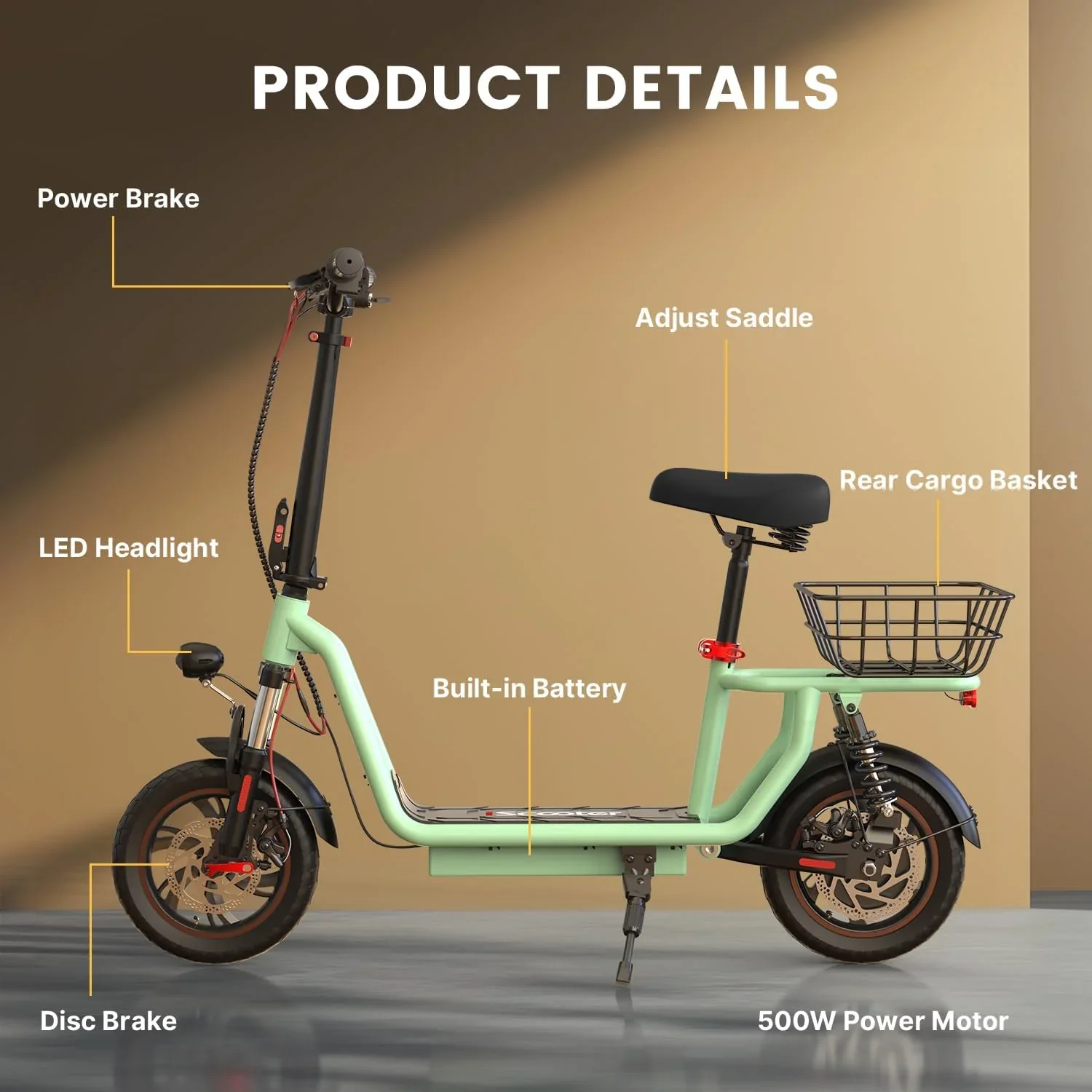 Trottinette électrique iScooter avec siège, vitesse maximale de 28/19/15,6 mph, double suspension
