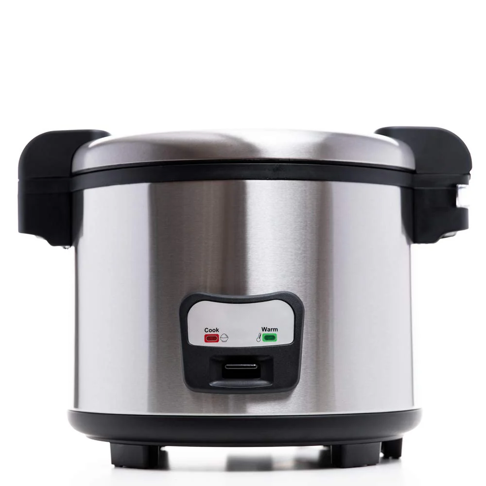 Commercial Rice Cooker and Warmer, 60 Cups Large Cooked (30 Cup Uncooked) Rice with Hinged Lid, Non-Stick Insert Pot, Stainless Steel Exterior