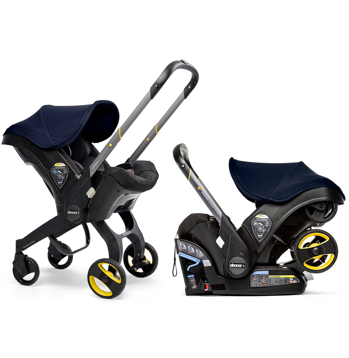 Poussette avec siège auto pour bébé et base LATCH – Édition Minuit | Transformation voiture en poussette en quelques secondes, homologuée pour le transport aérien, sac de rangement inclus