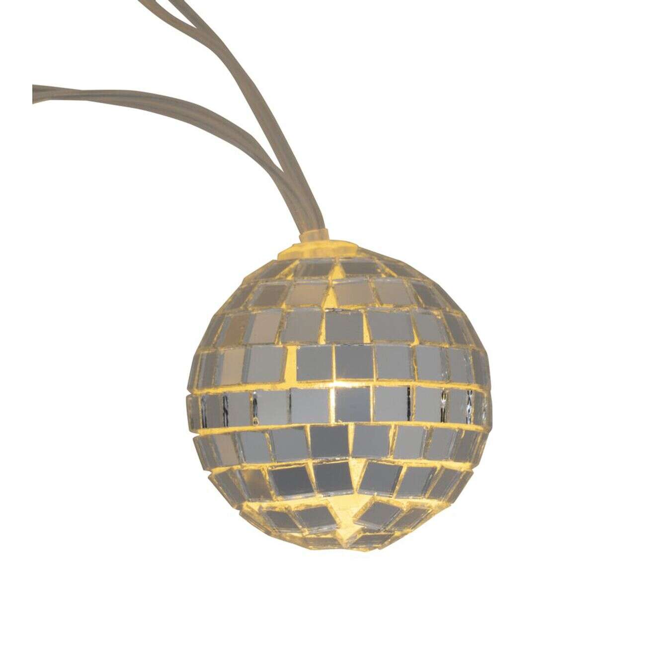 Guirlande lumineuse boule disco dorée 10LED à piles 1,8m