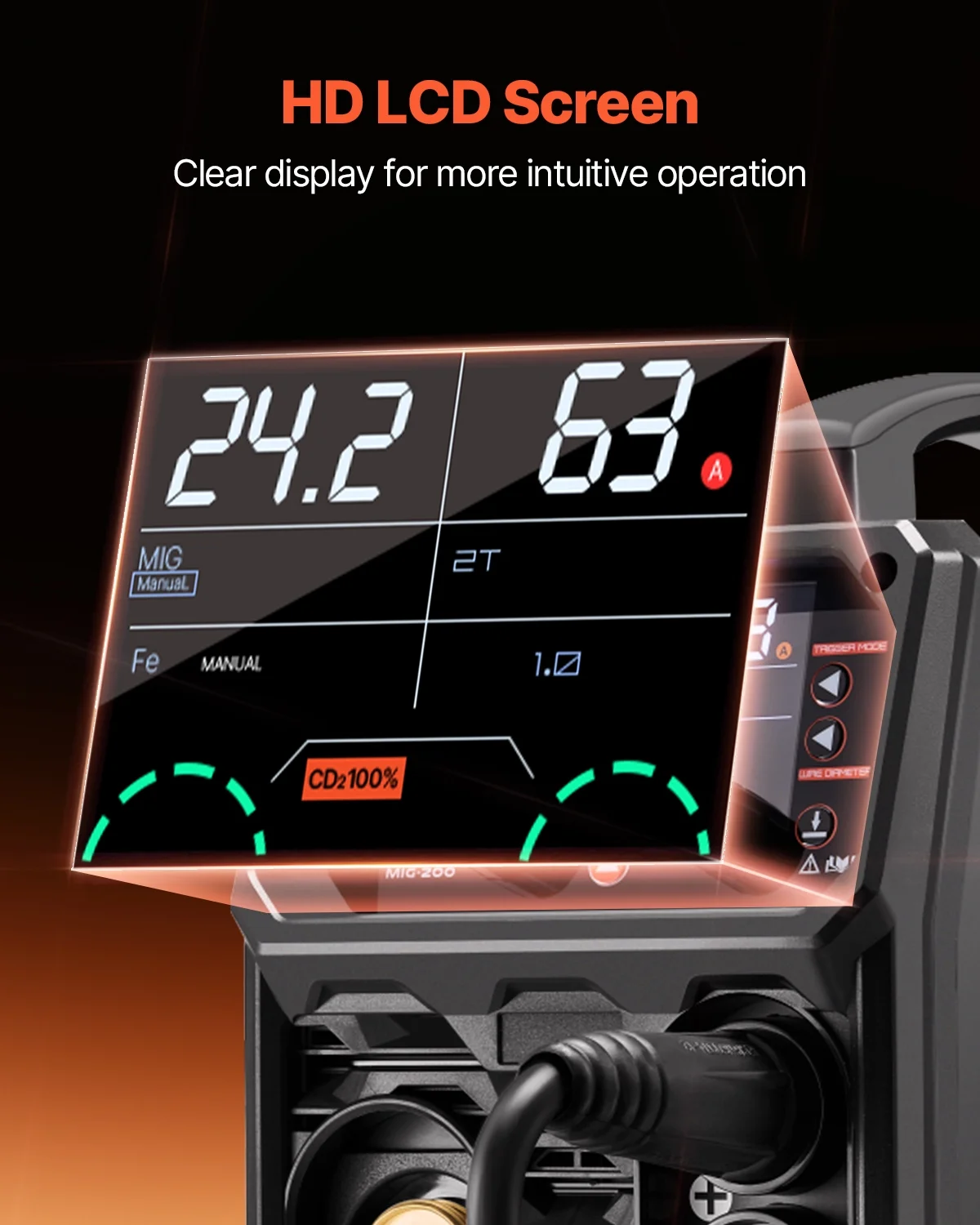 MIG Welder,200A Synergic Mig Welding Machine, 4 in 1 Gas MIG/Flux Core MIG/Stick/Lift TIG Multi Process Welder Machine,110V/220V Dual Voltage Mig Welder with IGBT Inverter LCD Screen Display Image 5