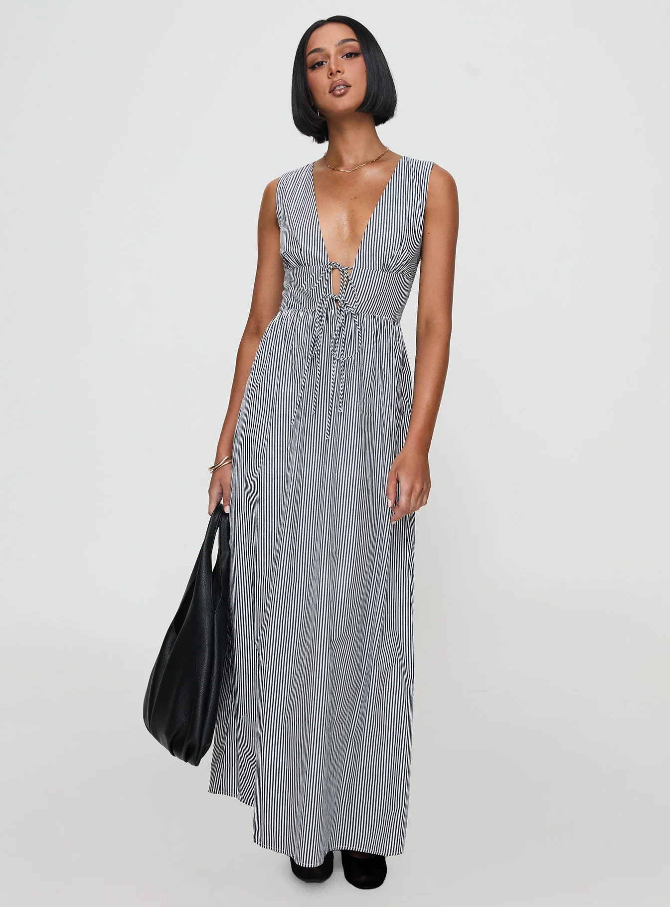 Pokey Maxi Dress Black White Stripe