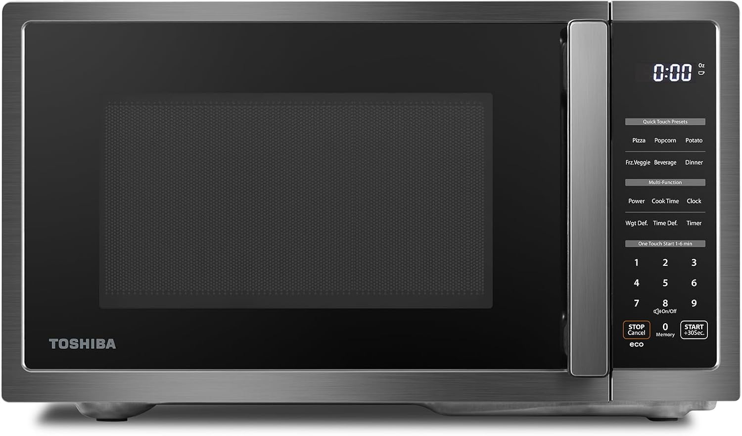 TOSHIBA Countertop Microwave Oven, 0.9 Cu.Ft, 900W, Black Stainless Steel