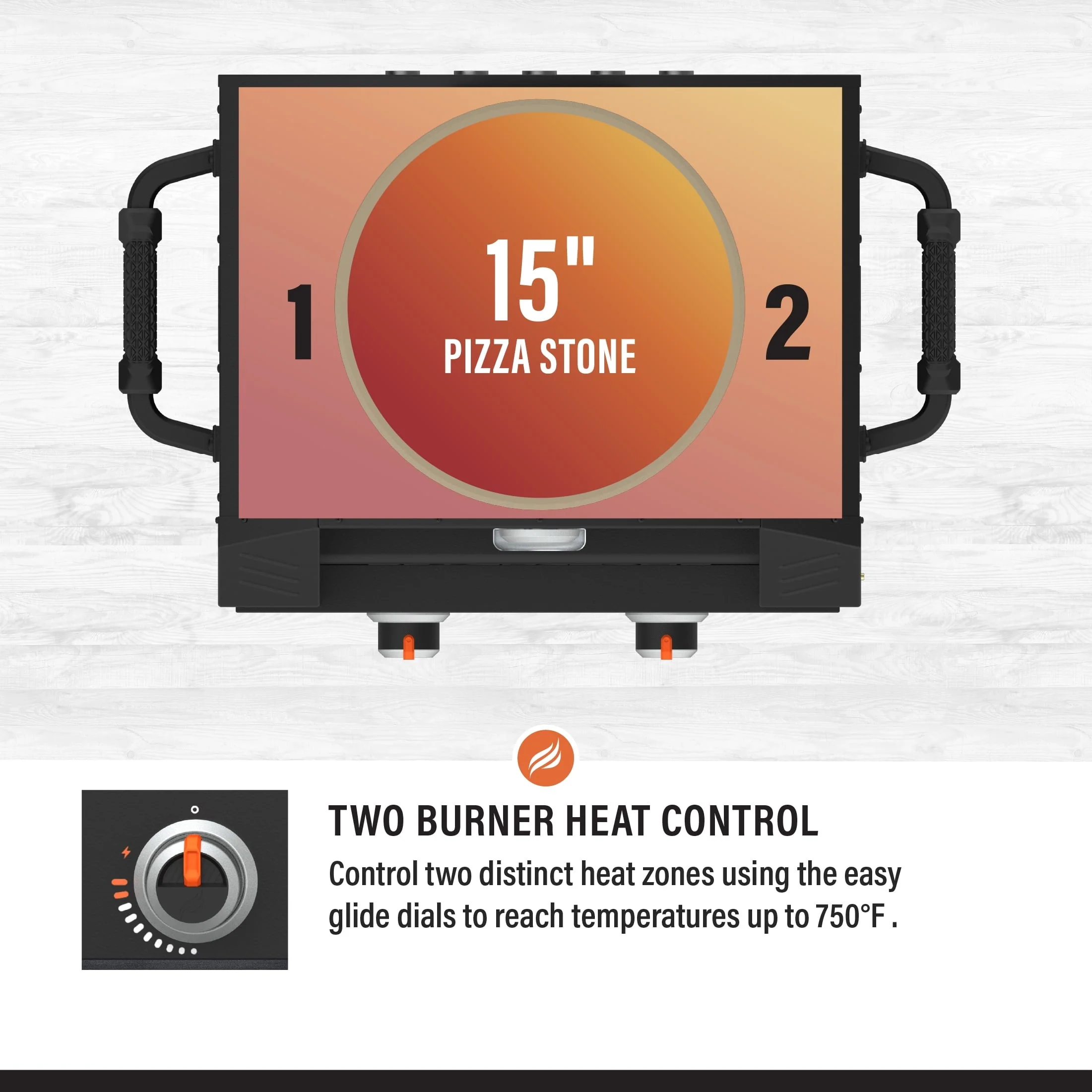 Tabletop Propane Pizza Oven with Two 15" Cordierite Stones Image 6