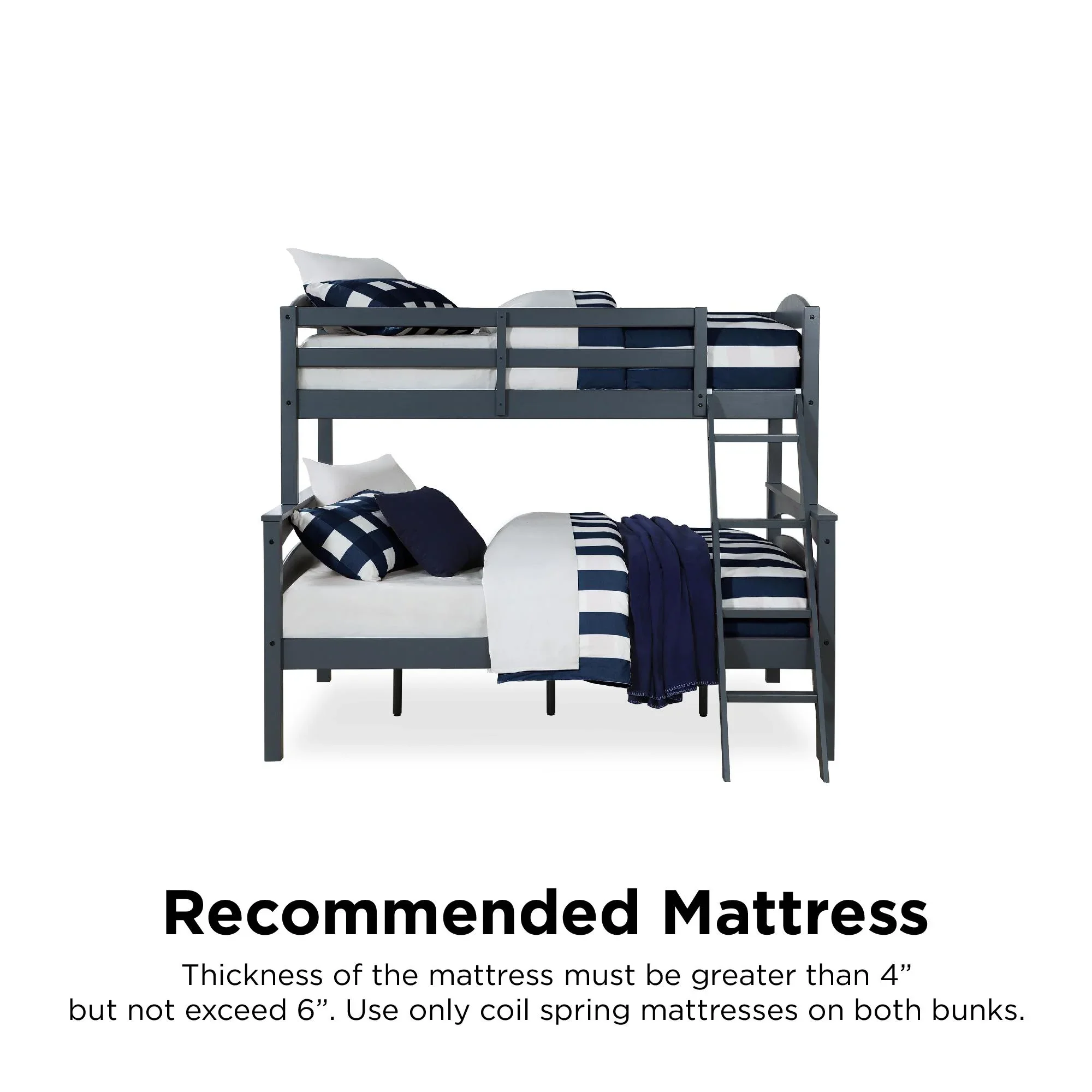 Better Homes & Gardens Leighton Kids' Convertible Twin-Over-Full Bunk Bed, Gray