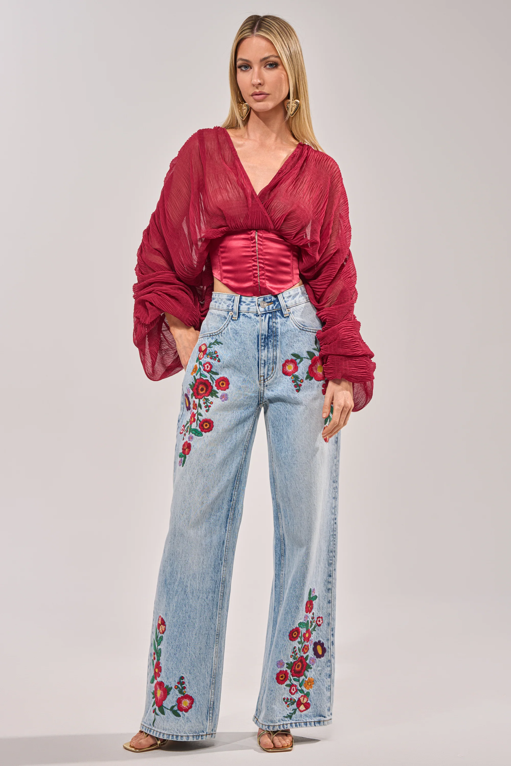 GIVE ME FLOWERS WIDE LEG DENIM - Akira Store