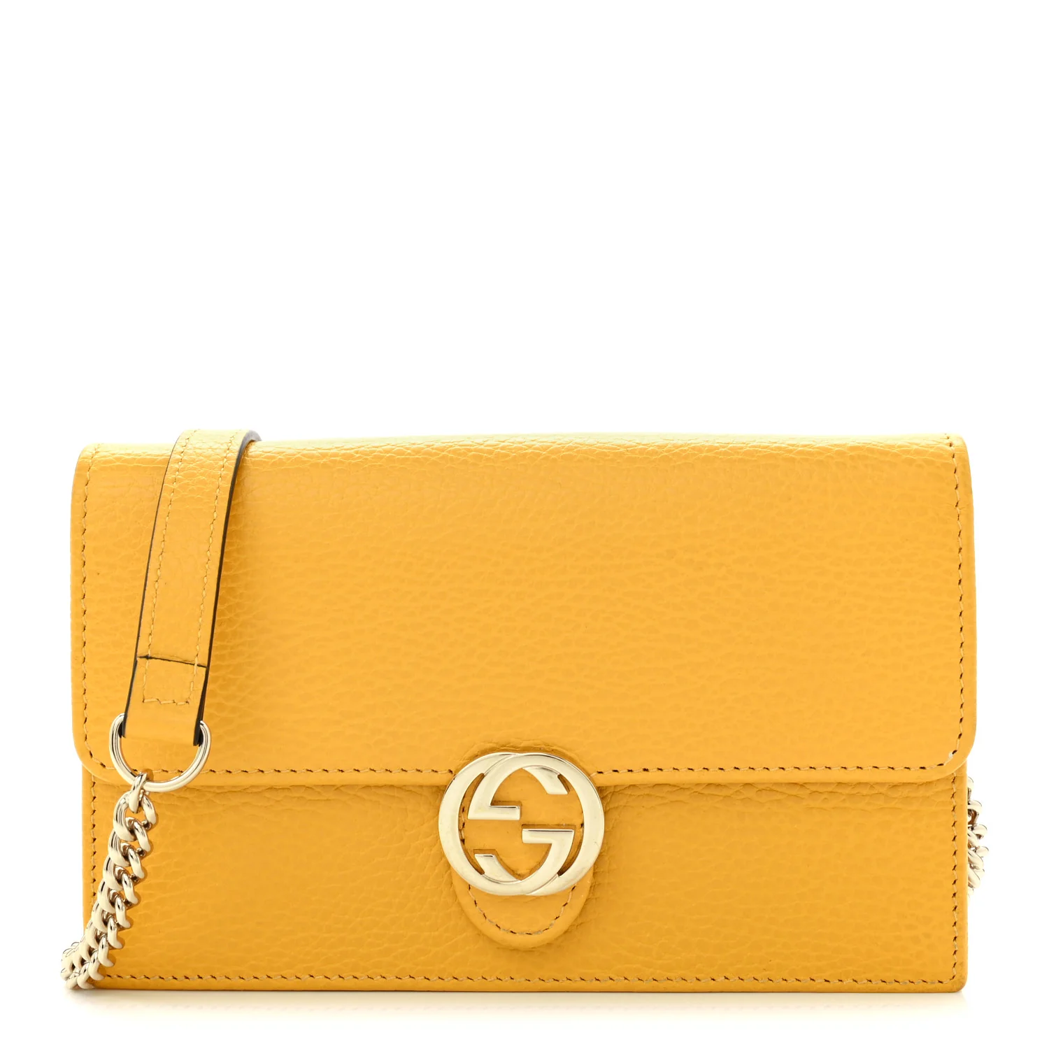 Dollar Calfskin Interlocking G Chain Wallet New Buttercup