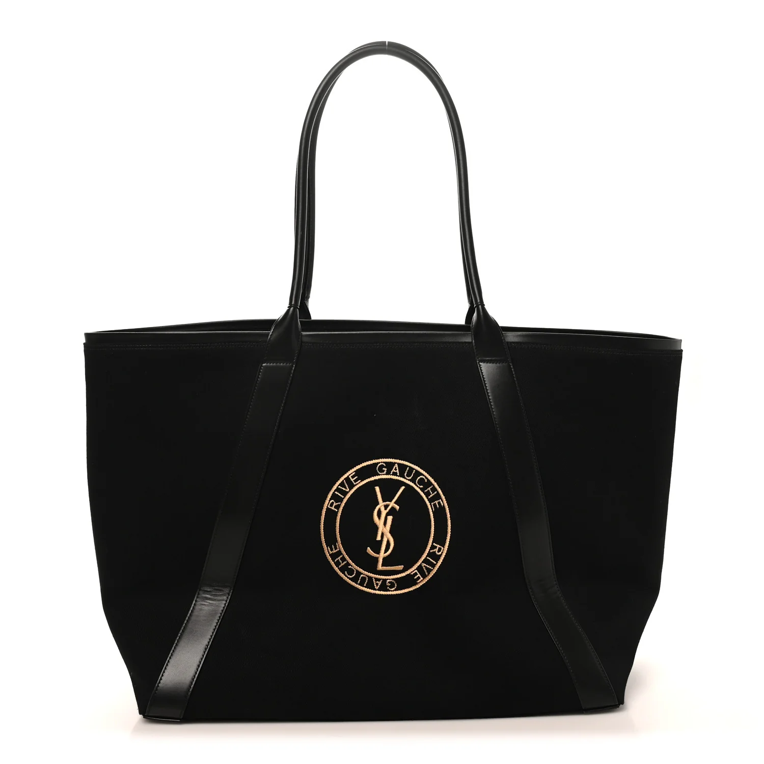 Linen Calfskin Rive Gauche Tote Black