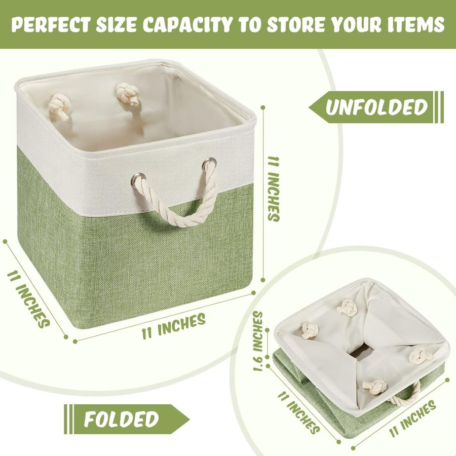 6 Pcs 11 X 11 Inch Cube Storage Bins Fabric Cube Storage Organizer Bins Foldable Storage Cube Baskets With Sturdy Carry Handles Multipurpose