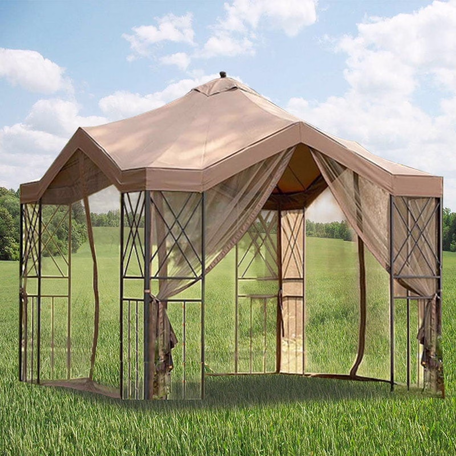 Garden Winds Replacement Canopy Top for Deluxe Pagoda Gazebo, RipLock 350