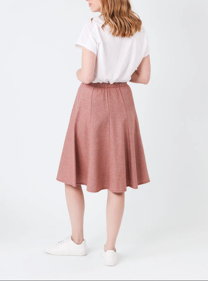 Jupe femme en laine chevrons marron