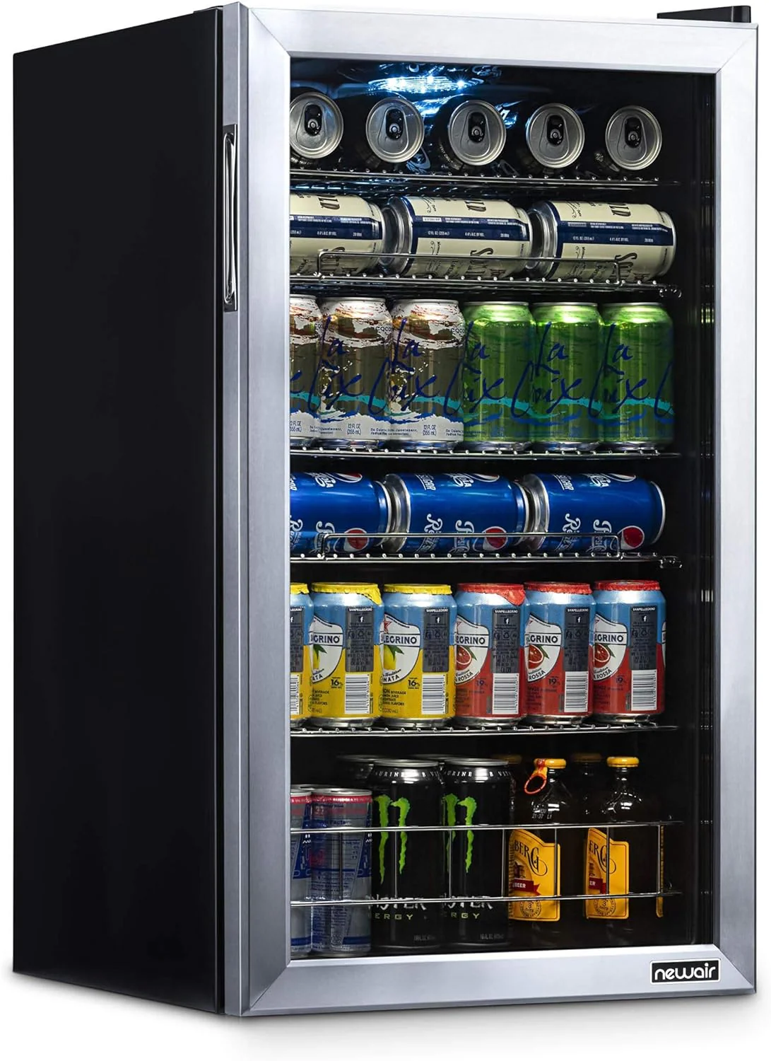 Réfrigérateur à boissons | 126 canettes, pose libre, porte vitrée à charnière à droite