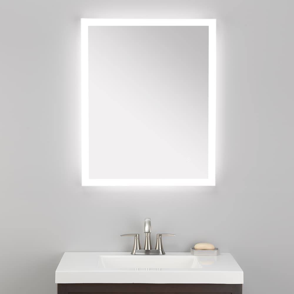 Allen + Roth 24-in x 30-in Dimmable LED Lighted Clean Fog Free Frameless Bathroom Vanity Mirror