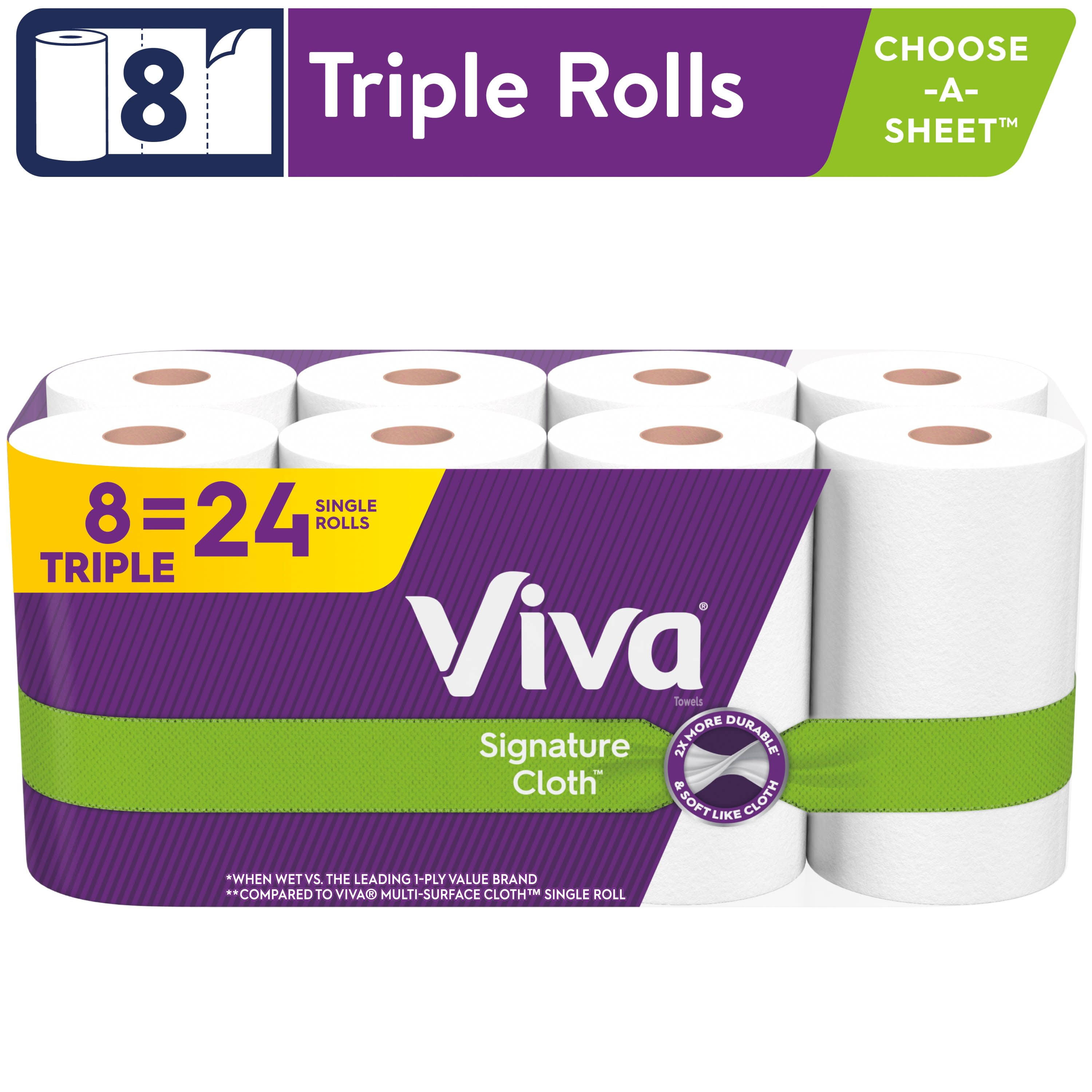 Viva Signature Cloth Paper Towels, 8 Triple Rolls (141 Sheets per Roll)
