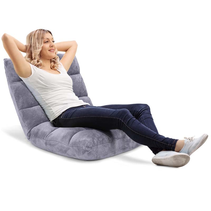 Fauteuil de sol en mousse à mémoire de forme, fauteuil de jeu pliable et réglable en 14 positions avec soutien dorsal, canapé-lit inclinable
