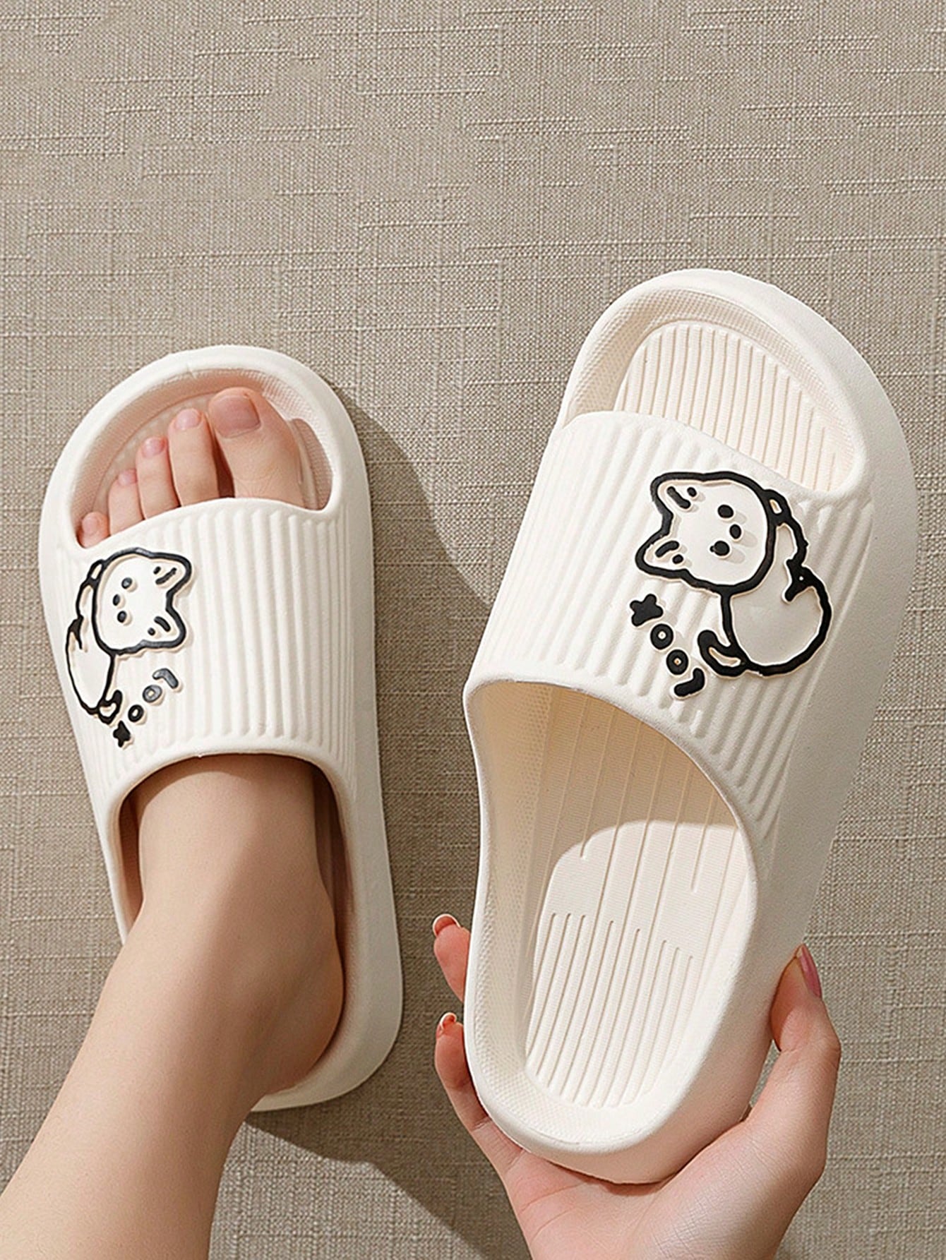 Sandales à bride unique pour femmes, motif dessin animé, sandales d'été tendance en EVA