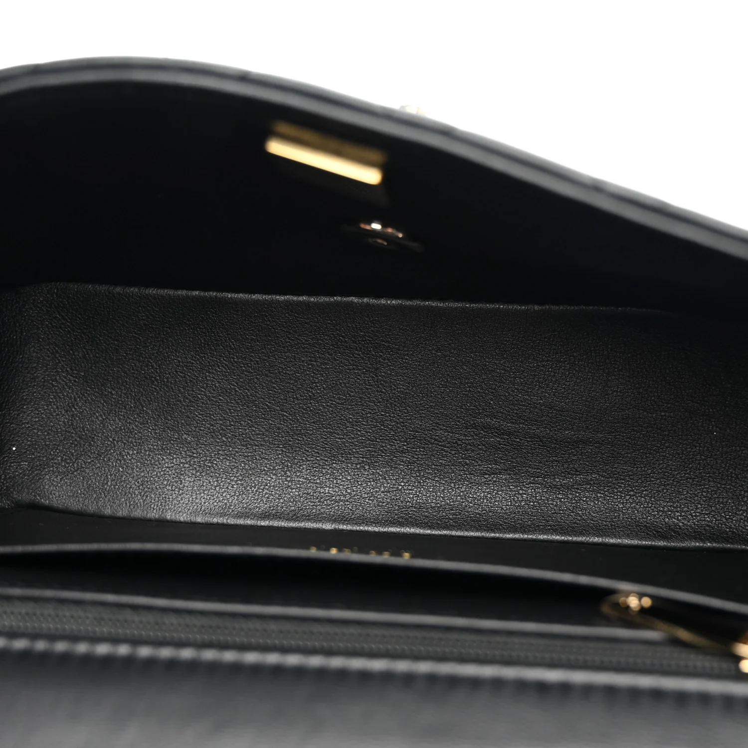 Lambskin Quilted Mini Top Handle Rectangular Flap Black