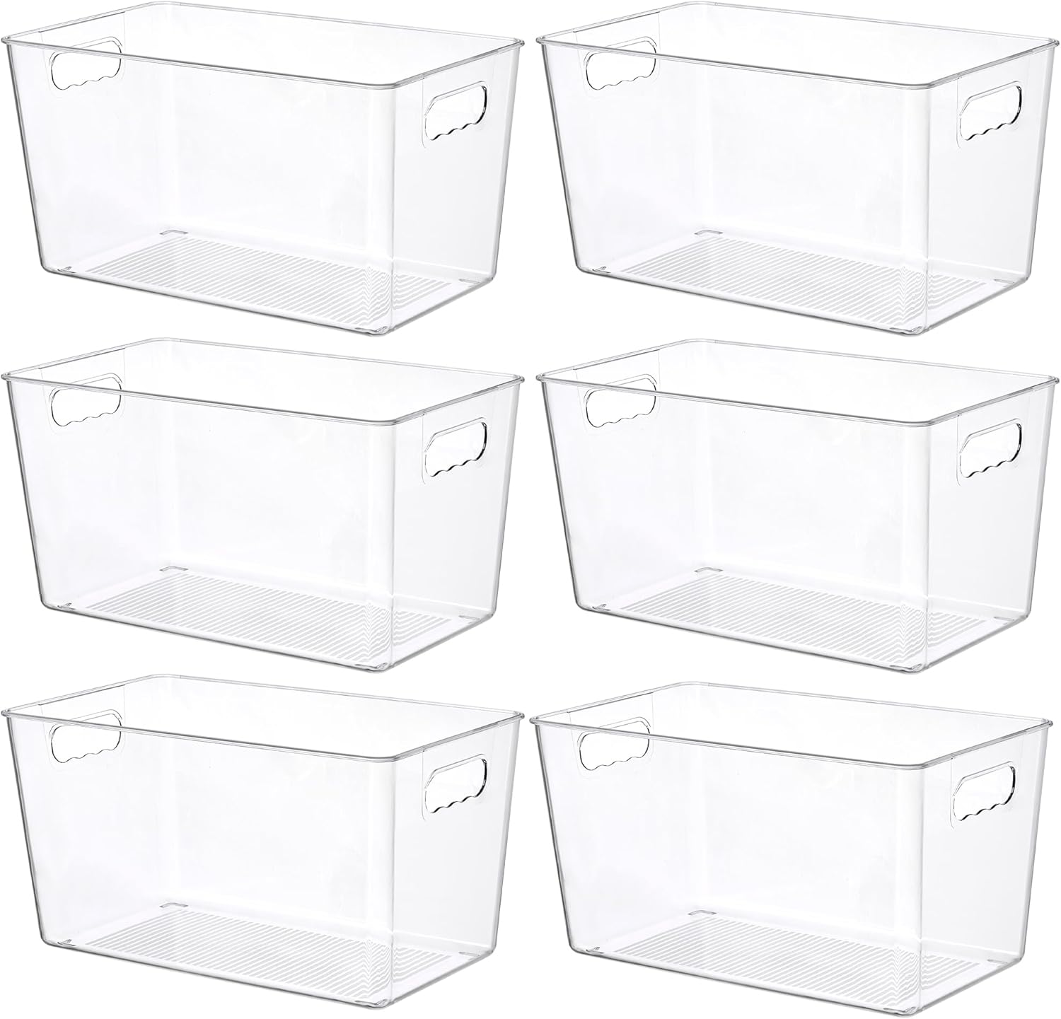 Vtopmart 6 Pack Clear Storage Bins, Pantry Storage Bins with Handle, XL