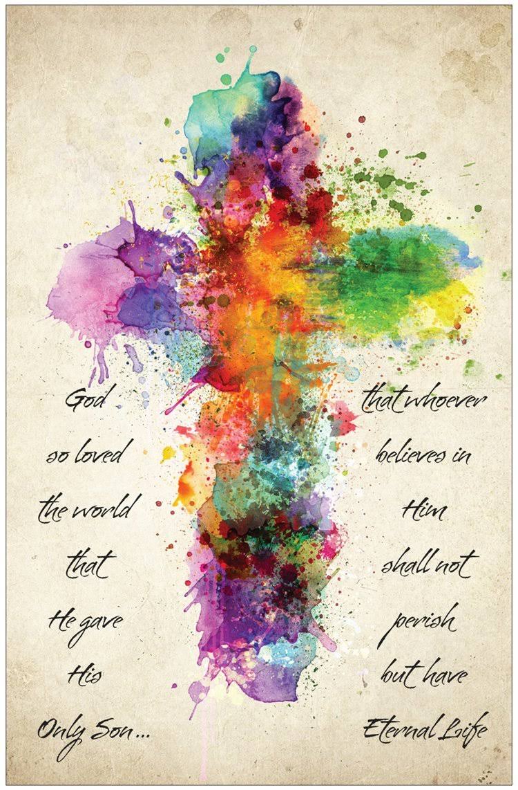 Watercolor Cross Inspirational Christian Poster-D29