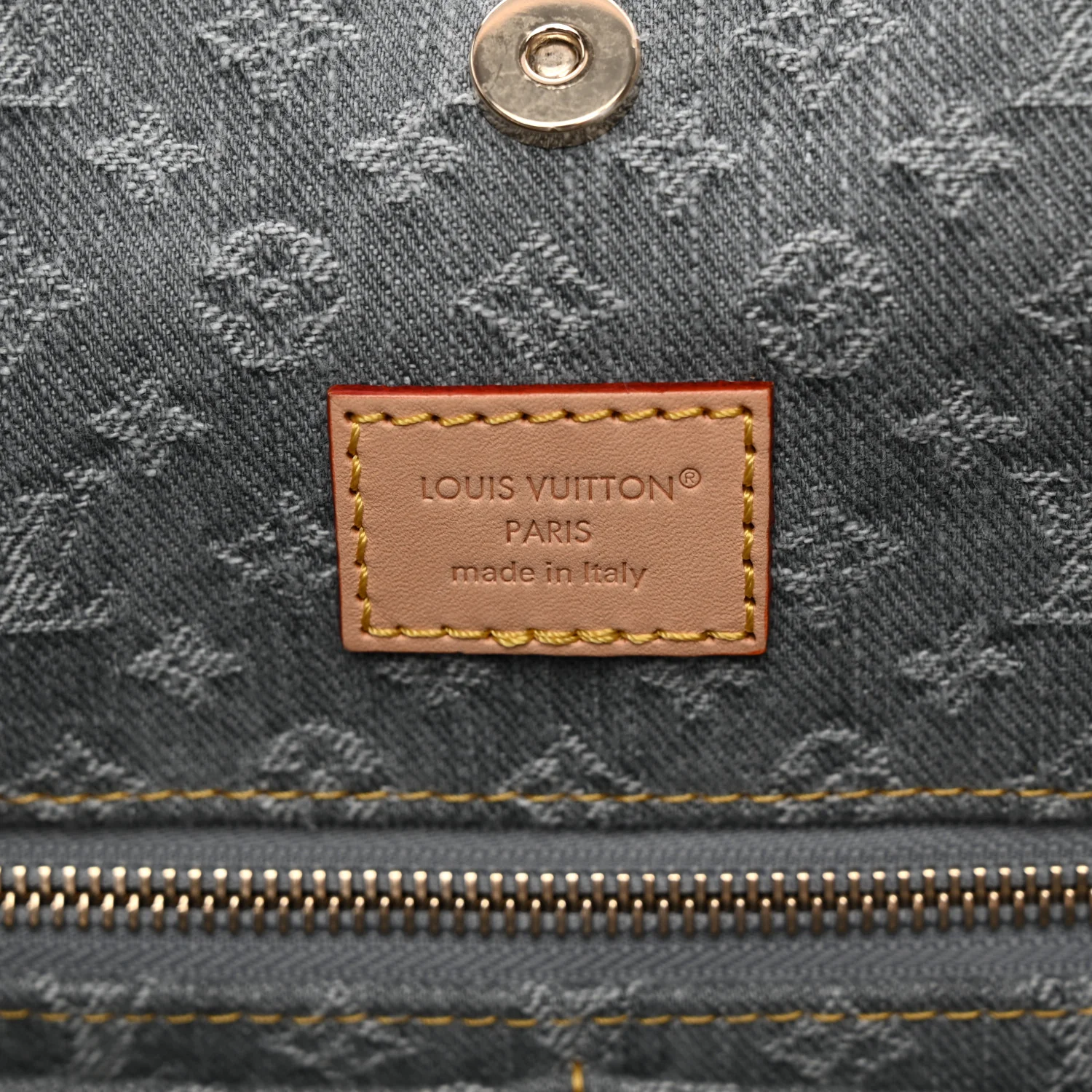 Monogram Denim CarryAll MM Washed Grey