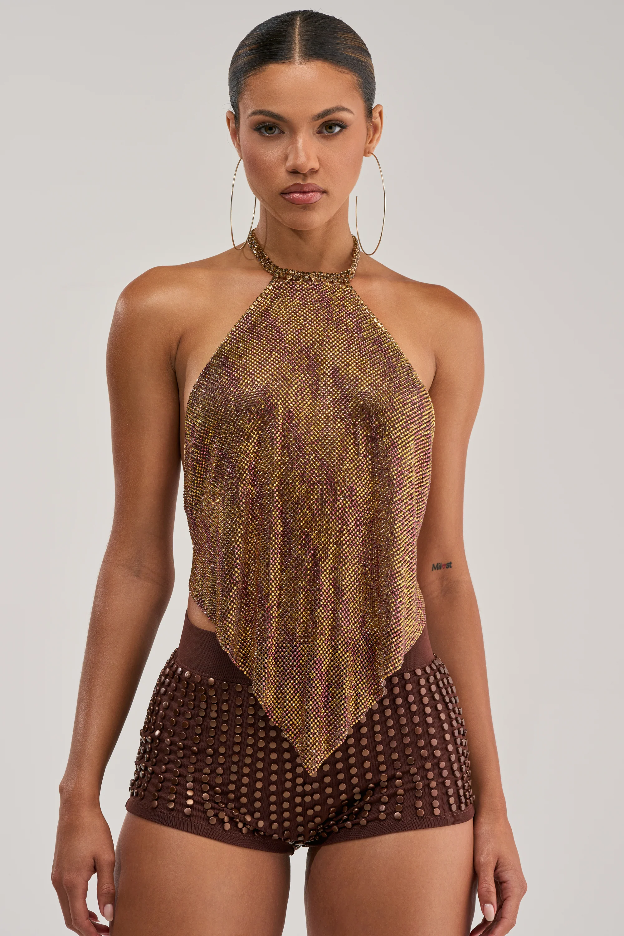 GOLDEN GLAM RHINESTONE TOP - Akira Store