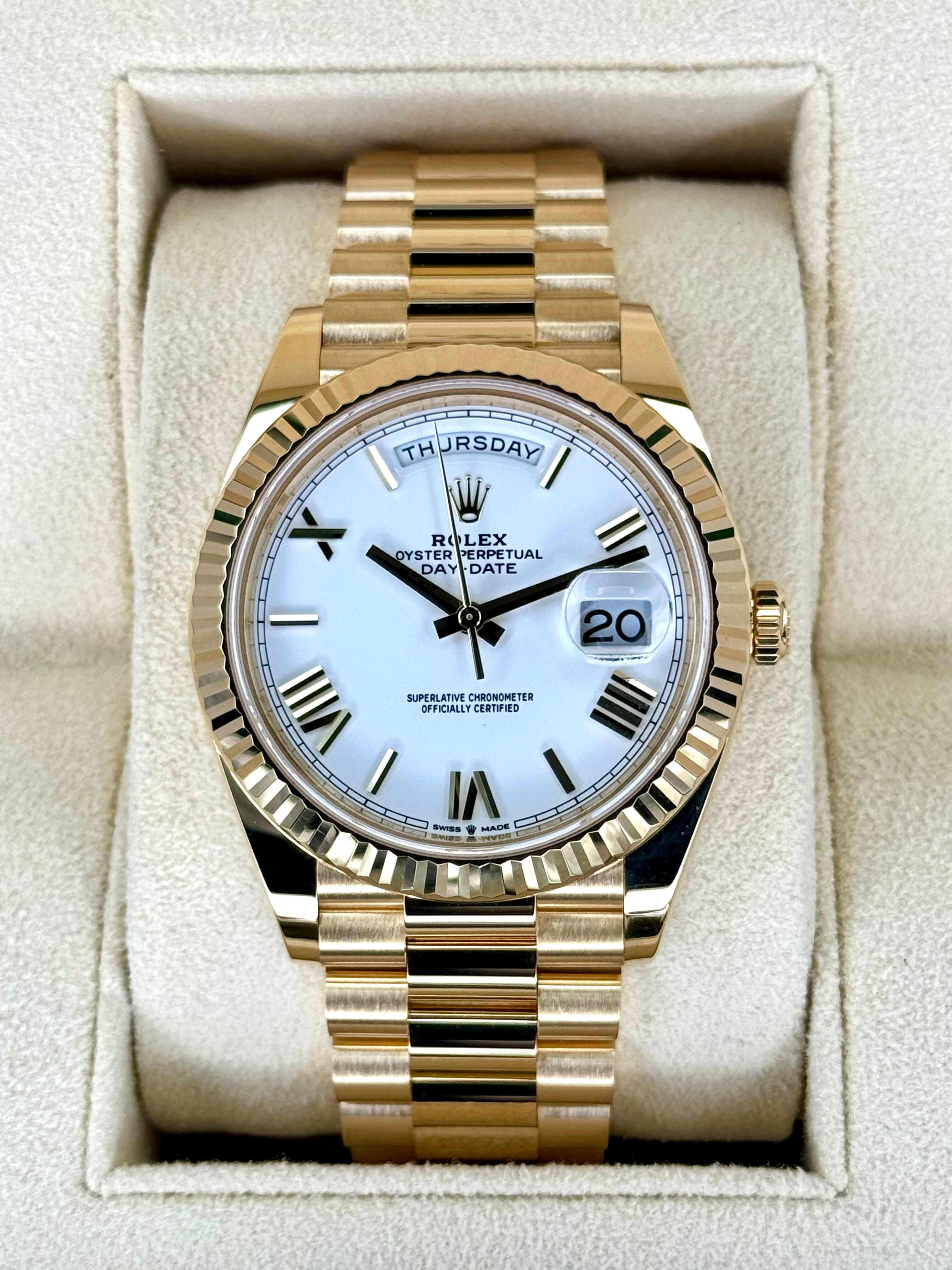 2022 ロレックス デイデイト 40mm 228238 プレジデンシャル ホワイトダイヤルRolex
