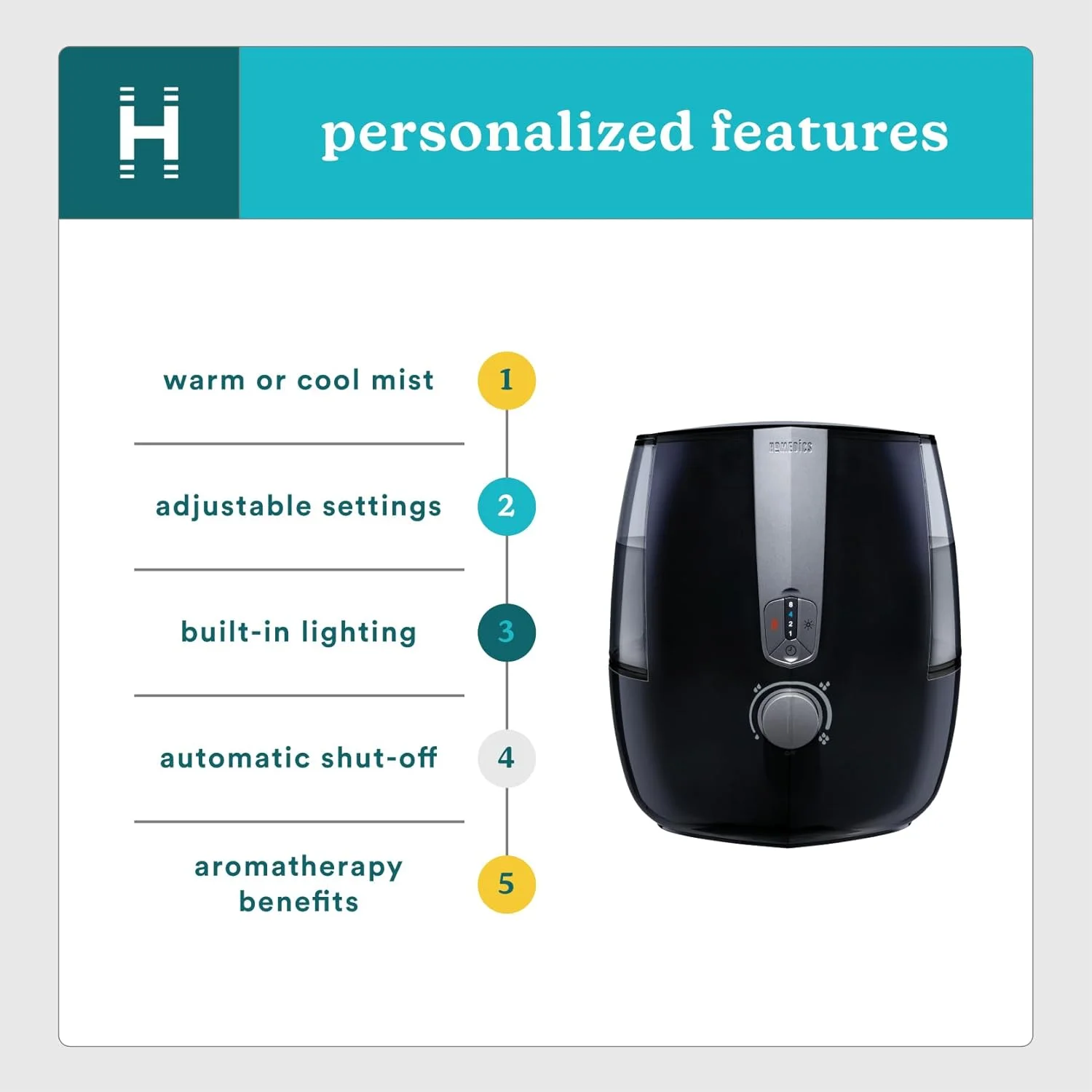 TotalComfort Plus Ultrasonic Air Humidifier, 5.3L Water Tank with Warm and Cool Mist for Home, Office, Nursery, Dorm, Night-Light with Auto Shutoff - Image 3