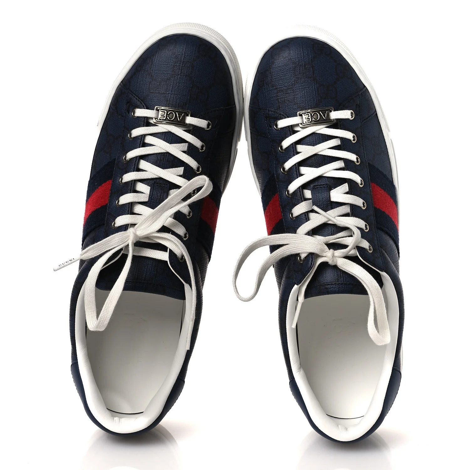 GG Supreme Monogram Web Mens New Ace Sneakers 9.5 Dark Blue