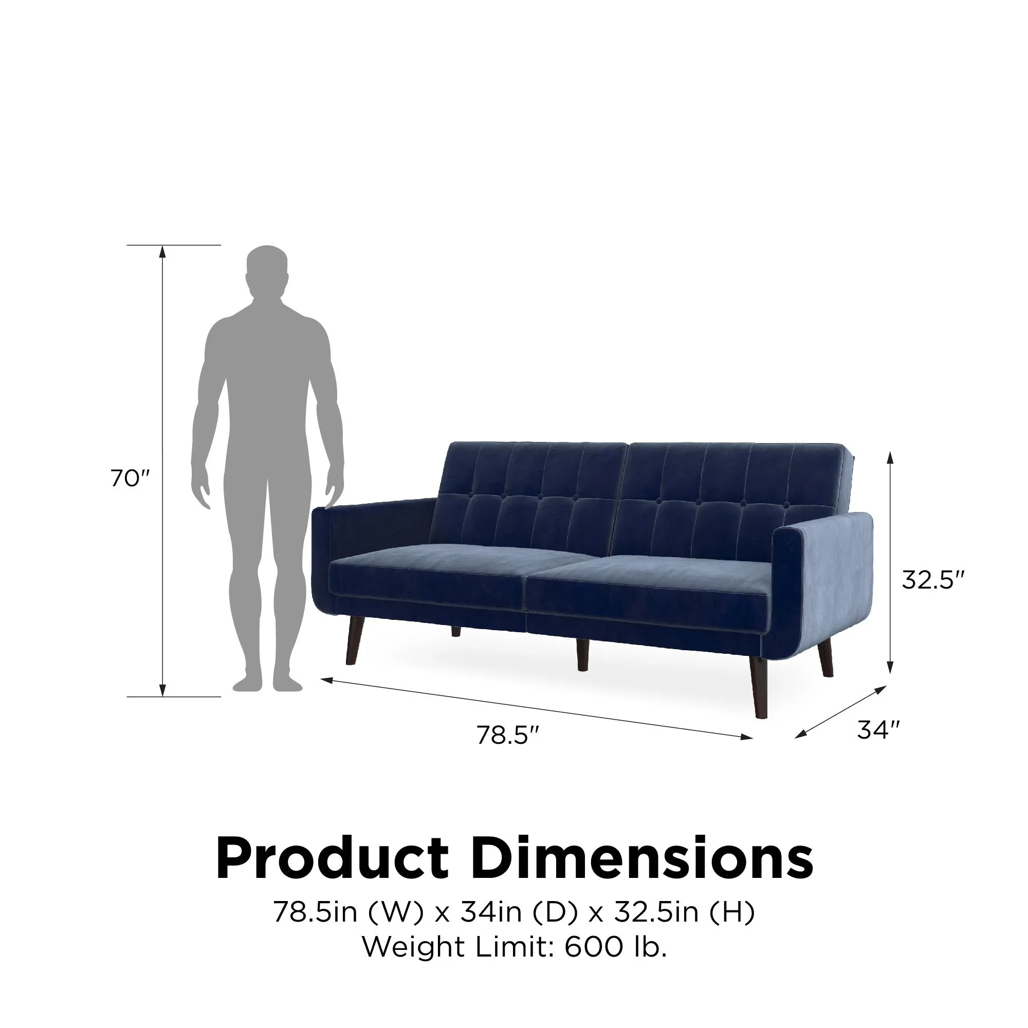 Better Homes & Gardens Nola Modern Futon, Camel Faux Leather