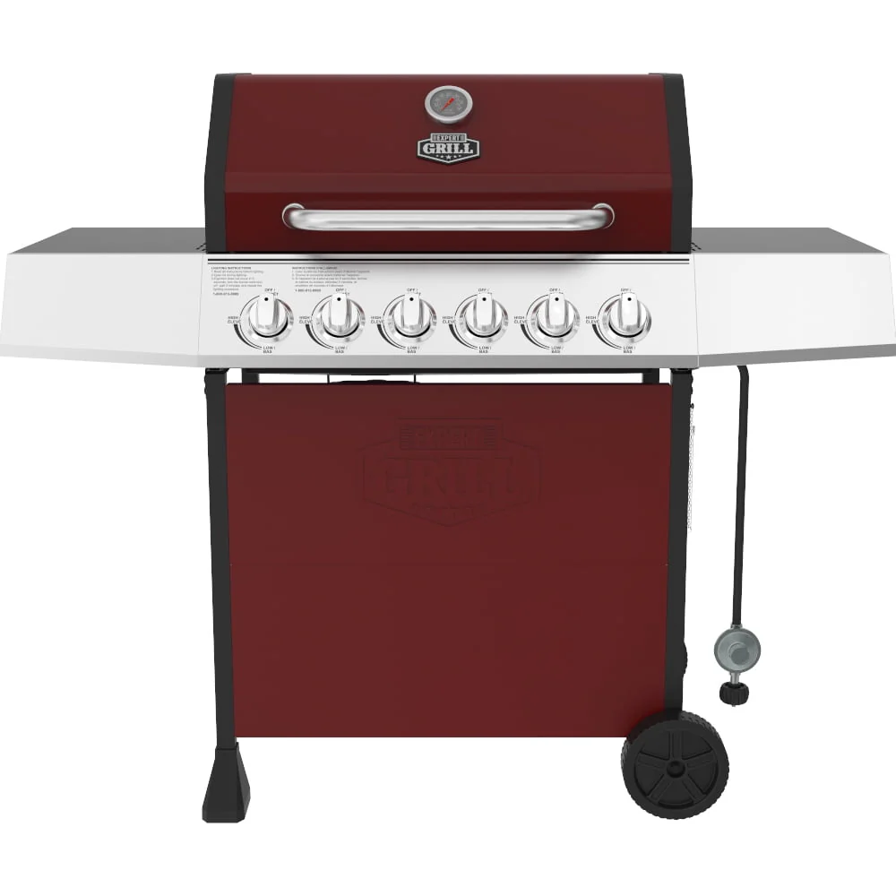 6 Burner Propane Gas Grill in Red(Black)