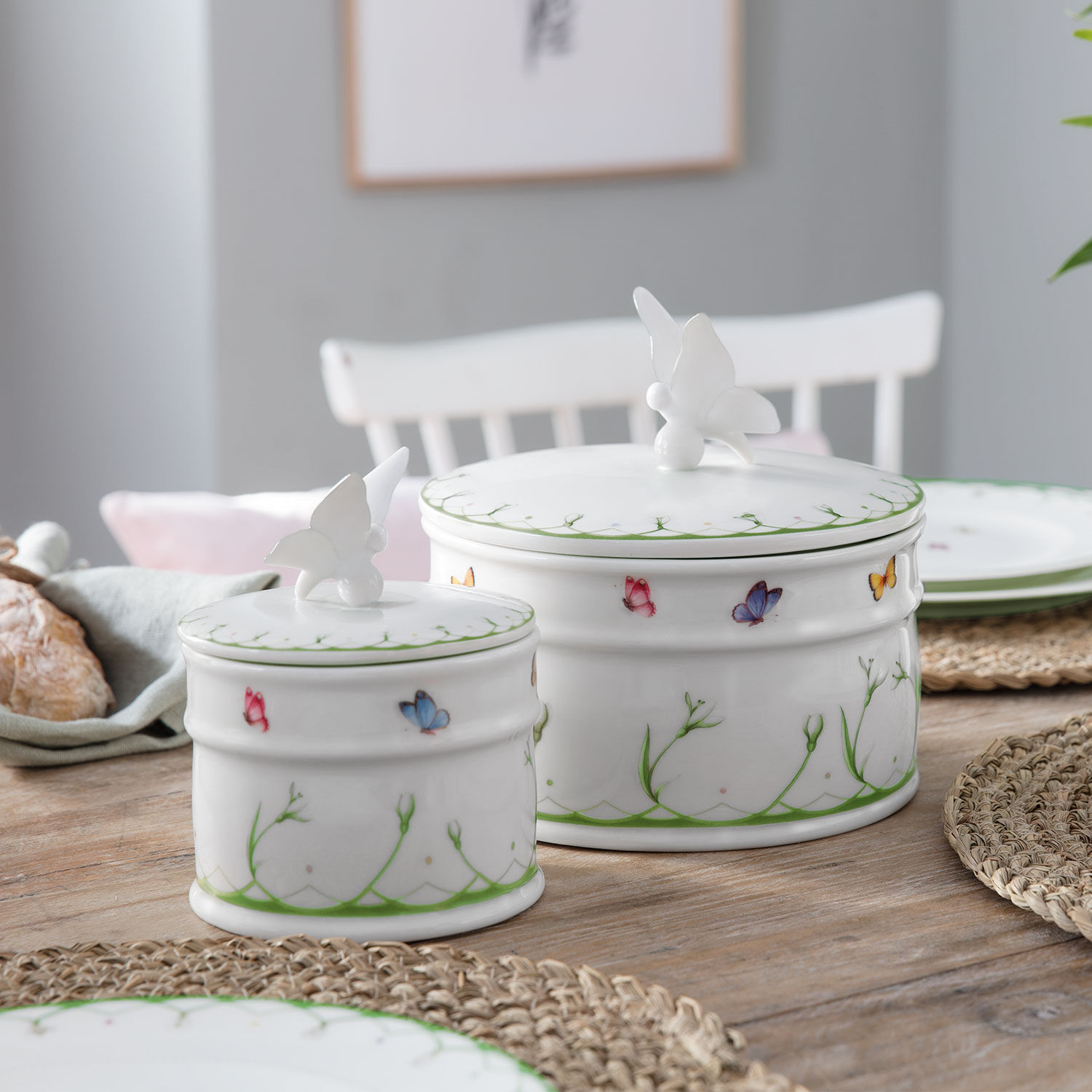 Colourful Spring Round jar - Green, 4.4'', Premium Porcelain